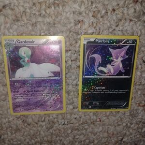 Gardevoir and Purrloin Legendary Treasures Holo Pokémon Cards